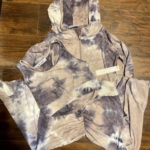 3 piece purple/gray tie-dye athletic set - NWT